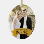 Erste Weihnachten als Herr & Mrs. Foto Keramik Gol Keramik Ornament (Rechts)