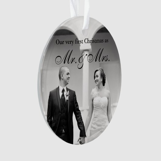 Erste Weihnachten als Herr & Mrs. Foto Ornament (Vorderseite)