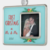 Erste Weihnachten als Herr & Mrs. Foto Rahmen-Ornament Silber (Links)