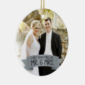 Erste Weihnachten als Herr & Mrs. Foto Silver Gray Keramik Ornament (Rechts)
