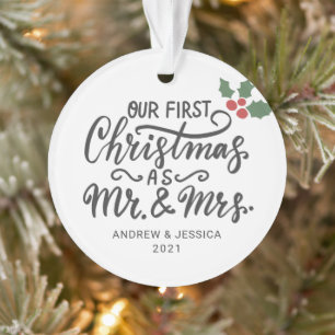 Erste Weihnachten als Herr & Mrs. - Skript Hochz Ornament