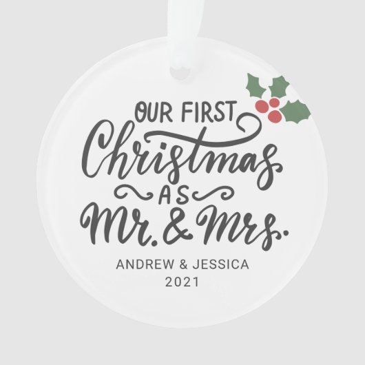 Erste Weihnachten als Herr & Mrs. - Skript | Hochz Ornament (Vorderseite)