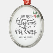 Erste Weihnachten als Herr & Mrs. - Skript | Hochz Ornament Aus Metall (Links)