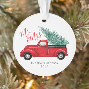 Erste Weihnachten als Herr & Mrs. Vintager Roter Ornament