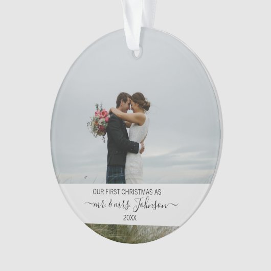 Erste Weihnachten als Herr & Mrs. Wedding Foto Ornament (Vorderseite)
