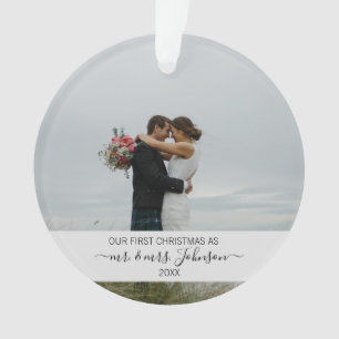 Erste Weihnachten als Herr & Mrs. Wedding Foto Ornament