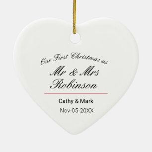 Erste Weihnachten als Herr und Frau. Keramik Ornament