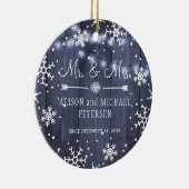 Erste Weihnachten als Herr und Frau rustikalen Win Keramik Ornament (Rechts)