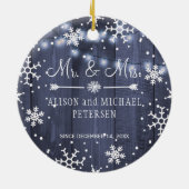 Erste Weihnachten als Herr und Frau rustikalen Win Keramik Ornament (Hinten)