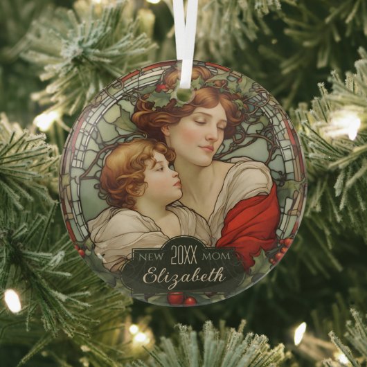 Erste Weihnachten als Junge Mutter verklebte Glass Ornament Aus Glas (InSitu)