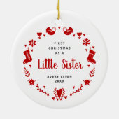 Erste Weihnachten als kleine Schwester Personalisi Keramik Ornament (Hinten)