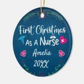 Erste Weihnachten als Krankenschwester 2023, Perso Keramik Ornament (Links)