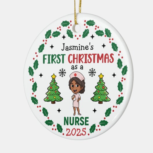 Erste Weihnachten als Krankenschwester Personalisi Keramik Ornament (Links)