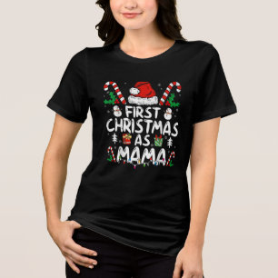 Erste Weihnachten als Mama Familie Matching Junge  Tri-Blend Shirt