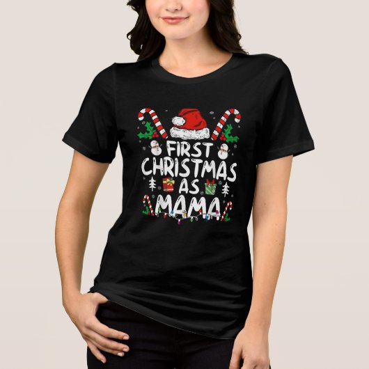 Erste Weihnachten als Mama Familie Matching Junge  Tri-Blend Shirt (Vorderseite)
