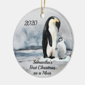 Erste Weihnachten als Mama Penguin und Baby Keramik Ornament (Links)