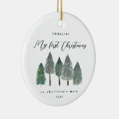 Erste Weihnachten als Mama Rustikale Bäume Keramik Ornament (Rechts)