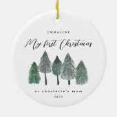 Erste Weihnachten als Mama Rustikale Bäume Keramik Ornament (Hinten)