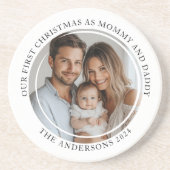 Erste Weihnachten als Mama und Papa Custom Foto Getränkeuntersetzer (Vorne)