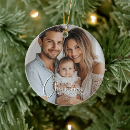 Erste Weihnachten als Mama und Papa Custom Foto Keramik Ornament