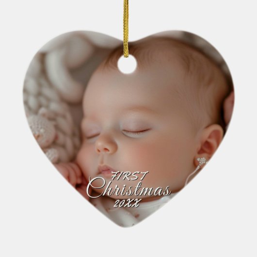 Erste Weihnachten als Mama und Papa Custom Foto Keramik Ornament (Hinten)