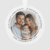 Erste Weihnachten als Mama und Papa Custom Foto Ornament (Rückseite)