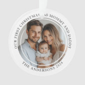 Erste Weihnachten als Mama und Papa Custom Foto Ornament (Vorderseite)