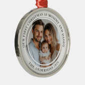 Erste Weihnachten als Mama und Papa Custom Foto Ornament Aus Metall (Rechts)