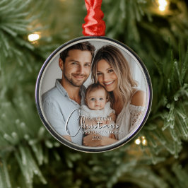 Erste Weihnachten als Mama und Papa Custom Foto Ornament Aus Metall