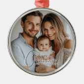 Erste Weihnachten als Mama und Papa Custom Foto Ornament Aus Metall (Vorne)