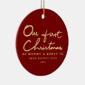 Erste Weihnachten als Mama und Papa mit Foto Keramik Ornament (Rechts)