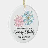 Erste Weihnachten als Mama und Papa-Ornament Keramik Ornament (Rechts)