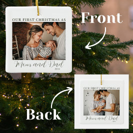 Erste Weihnachten als Mama und Vater Keramikornament