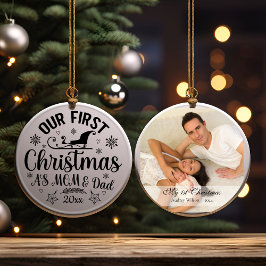 Erste Weihnachten als Mama und Vater mit Foto Keramik Ornament
