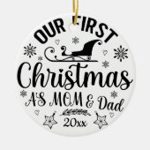 Erste Weihnachten als Mama und Vater mit Foto Keramik Ornament (Vorne)