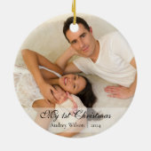 Erste Weihnachten als Mama und Vater mit Foto Keramik Ornament (Hinten)