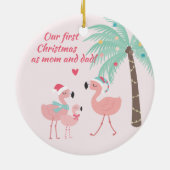 Erste Weihnachten als Mama und Vater Niedlich Sant Keramik Ornament (Hinten)