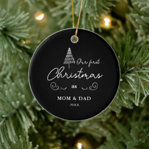Erste Weihnachten als Mama und Vater Niedlicher Ba Keramik Ornament
