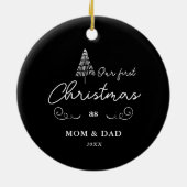 Erste Weihnachten als Mama und Vater Niedlicher Ba Keramik Ornament (Hinten)