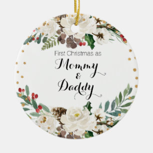 Erste Weihnachten als Mama und Vater-Ornament Keramik Ornament