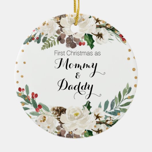 Erste Weihnachten als Mama und Vater-Ornament Keramik Ornament (Vorne)