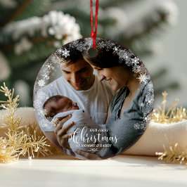 Erste Weihnachten als Mama und Vater Snowflake Fot Ornament