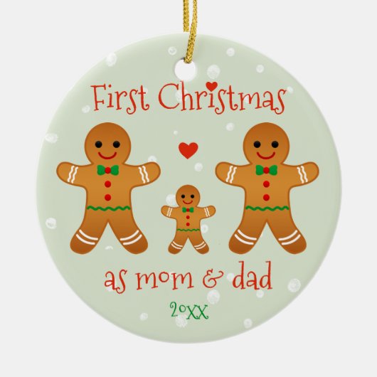 Erste Weihnachten als Mama & Vater - Lebkuchen Män Keramik Ornament (Vorne)