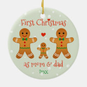 Erste Weihnachten als Mama & Vater - Lebkuchen Män Keramik Ornament (Hinten)