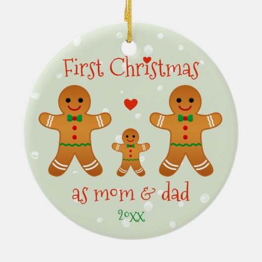 Erste Weihnachten als Mama & Vater - Lebkuchen Män Keramik Ornament (Hinten)