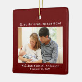 Erste Weihnachten als Mama & Vater Minimalistische Keramikornament (Links)