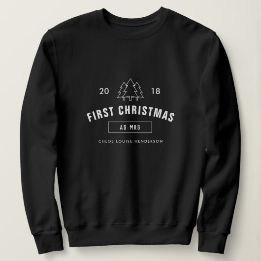 Erste Weihnachten als Miss-Schwarz-weiß-Logo Sweatshirt (Design vorne)