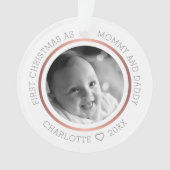 Erste Weihnachten als Mommy & Daddy Modernes Foto Ornament (Vorderseite)