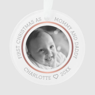 Erste Weihnachten als Mommy & Daddy Modernes Foto Ornament