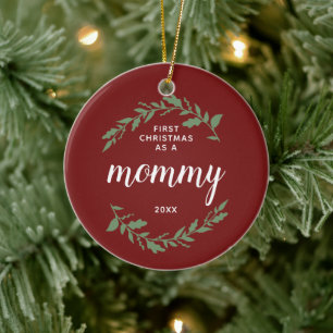 Erste Weihnachten als Mommy Personalisiert Red & G Keramik Ornament